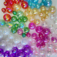 9 couleurs, 12 pièces/paquet, boules transparentes en PS blanc de tailles variées, fausses boules à bulles, décoration de gâteau pour fête de Noël