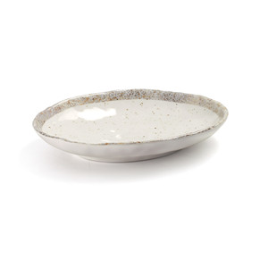 Piatto da portata ovale Earth Fountain Dish bianco con bordo maculato - Product Image 1