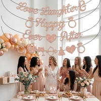 Guirlande de lettres en or rose scintillant, drapeaux, fournitures de fête, décoration pour accessoires de fête d'anniversaire
