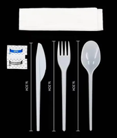Ensemble de couverts jetables en plastique PS robuste de 2,2 g, comprenant cuillère, fourchette et couteau