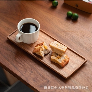 Bandeja cuadrada Rectangular de madera de nogal ecológica para acampar personalizable Hotel merienda de la tarde Dim Sum platos de pastel de frutas - Product Image 2