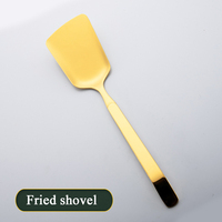 Service de restauration de Buffet doré de luxe, cuillère à fente, pelle frite, ensemble de cuillères à frire