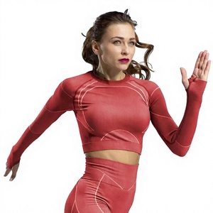 Conjunto de Yoga Gris Sólido Tallas Grandes Sin Costuras Impermeable Transpirable Top Corto Leggings Largos Cintura Alta Elástico en Cuatro Direcciones Contraste - Product Image 6