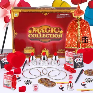 King Magic Kids Birthday Gift Set Premium Red Plastic Magic Tricks Stage Props Close-Up Wholesale Includes Trick Toy Gift Box