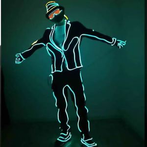 Conjunto de Disfraz de Baile Unisex de Poliéster/Rayón con Estampado Fluorescente Luminoso MJ Blanco de Alta Visibilidad, Sombrero Fedora para Actuaciones en Escenario - Product Image 3