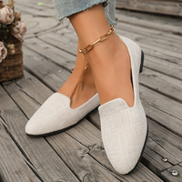 Mocassins plats de couleur unie pour femmes, chaussures décontractées souples à enfiler, chaussures de marche légères et confortables pour tous les jours