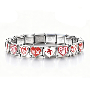 Correa de Reloj de Acero de Titanio con Patrón Cuadrado, Serie LOVE para el Día de San Valentín, Brazalete Modular Italiano, Accesorio de Regalo Unisex - Product Image 4