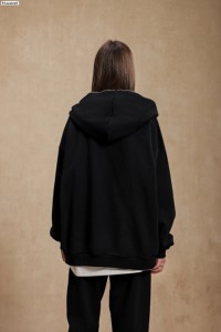 Sweat à capuche zippé intégral pour homme, coupe oversize, vintage, effet vieilli, délavé à l'acide, 400 g/m², vierge, personnalisable - Product Image 4