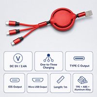Câble de charge rapide rétractable Type-C vers Micro USB pour appareils iOS avec blindage tressé et gaine TPE 1m, rangement compact