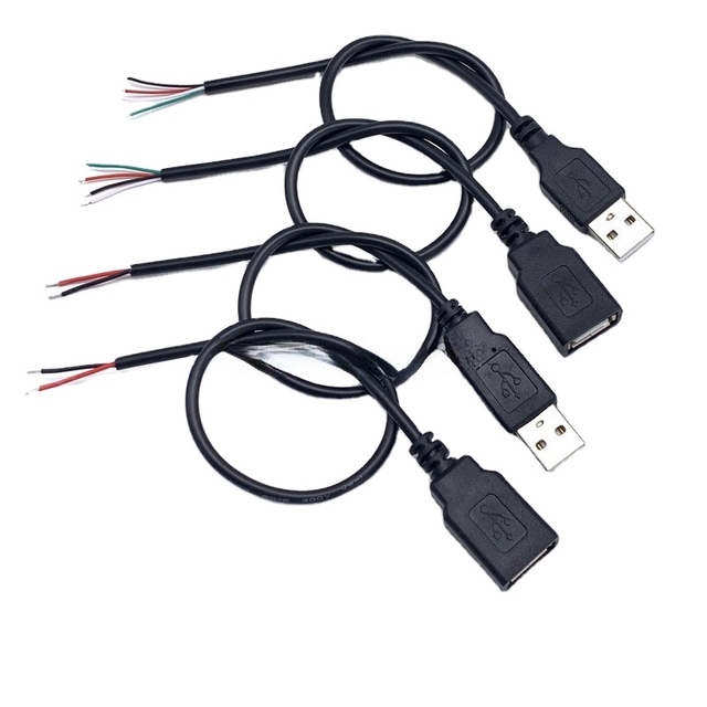 Custom 30cm Power Supply Cable 2 Pin USB 2.0 A Female male 4 pin wire Jack Charger charging Cord Extension Connector DIY 5V line