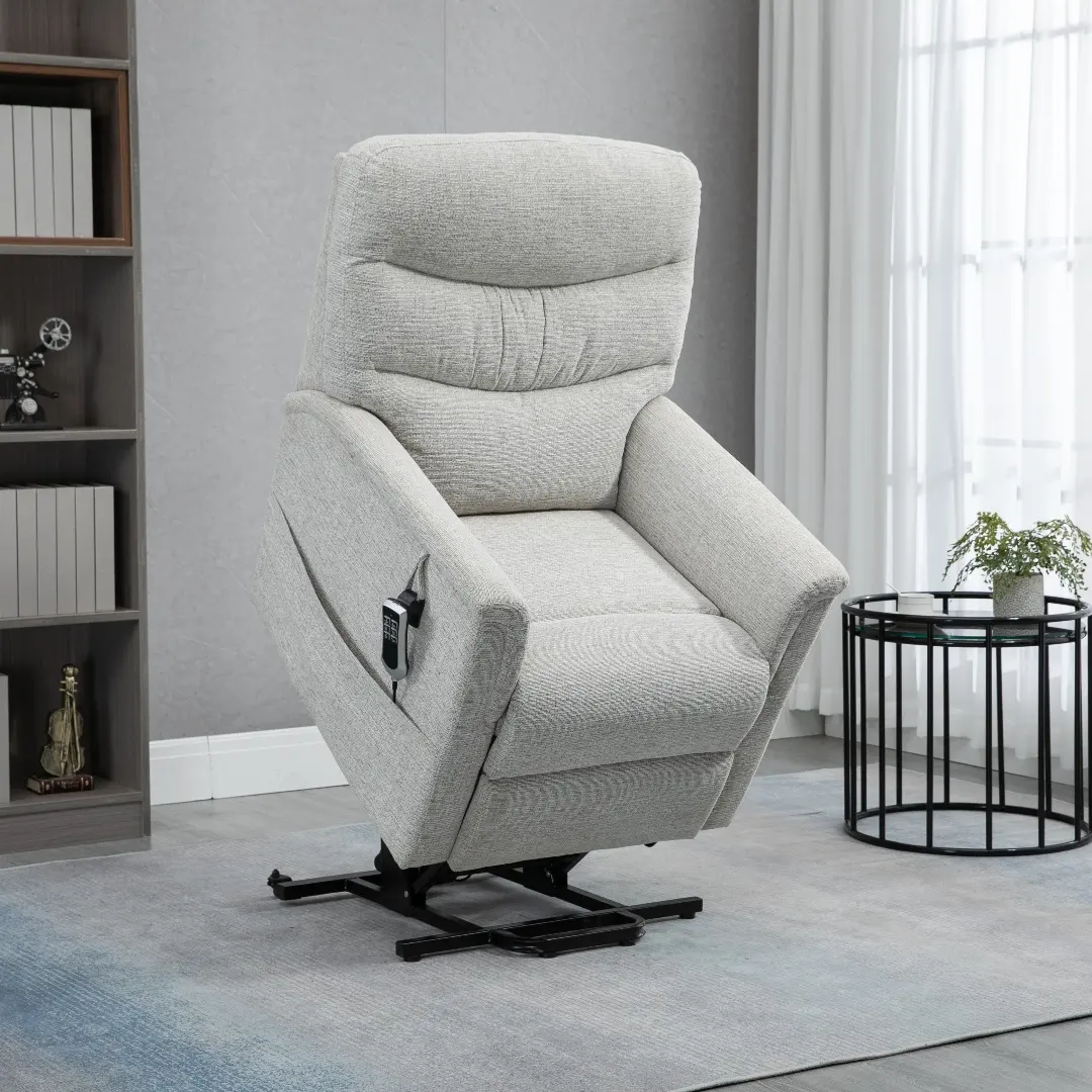 Fauteuil de luxe meubles siège de cinéma chaise de massage en tissu microfibre chaise élévatrice électrique chaise inclinable avec deux moteurs