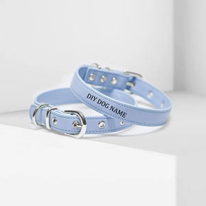 Collar Minimalista para Perro de Cuero PU, Ajustable e Impermeable, para Paseos Diarios, con Logotipo Personalizado Disponible - Product Image 3