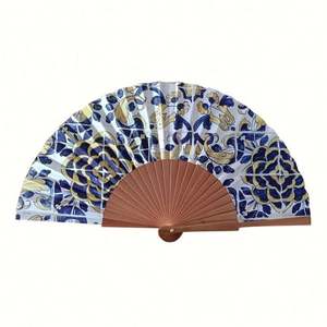 Éventails originaux en bois et coton, collection fleurs espagnoles, éventails faits à la main - Product Image 1