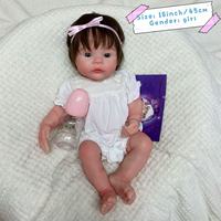 Realistische 18 Zoll / 45 CM Reborn-Babypuppen aus weichem Silikon mit handgewurzelten Haaren, waschbare weiche Spielzeugpuppe für Mädchen, pädagogisch wertvoll, inklusive Zubehör