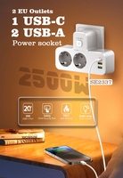 LDNIO SE2337 Nouveau Type C Charge Rapide Bureau 6 Voies Extension Socket Multi UK Power Strip avec Daul Usb