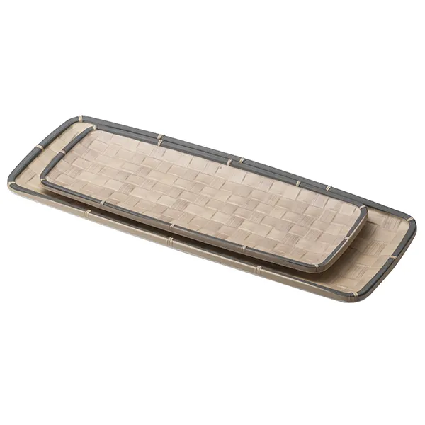 Large Serving Platter -15/19 Inches dishwasher Safe beige bamboo color Rectangle Platters for Japanese Snacks Bread