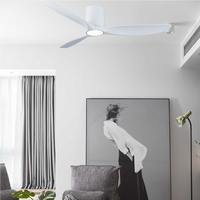 Ventilateur de plafond JK GO-WWML, design décoratif pour hôtel, 52 pouces, 3 pales en ABS blanches, ventilateur de plafond avec lumière