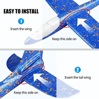 Pesawat busa EPP, mainan pesawat Glider busa LED, pesawat terbang lempar tangan dengan lampu olahraga luar ruangan untuk anak-anak