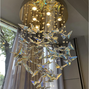 Lampadario a LED in Stile Francese con Cristalli a Farfalla, Finitura Cromata, Altezza Regolabile, Alto CRI 95, Dimmerabile, Cristallo K9, Acciaio Inossidabile - Product Image 4