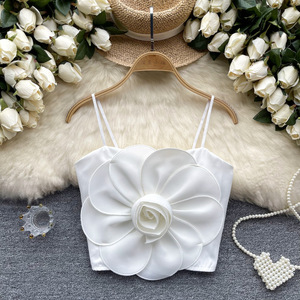 Fleur petite porte-jarretelles dames 2025 été mode gilet doux chaud fille Sexy vêtements d'extérieur haut court pour femmes débardeurs - Product Image 6