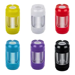새로운 디자인 아마존 뜨거운 판매 LED 라이트 허브 그라인더 저장 항아리 휴대용 담배 캔