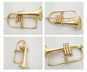 Rendimiento profesional Principiante B-Flat Trompeta Frugalhorn Instrumento de superficie de laca dorada de tono de latón - Product Image 5