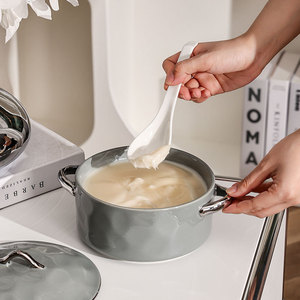 Bol à soupe en <span class=keywords><strong>céramique</strong></span> 6,5 "/8" <span class=keywords><strong>de</strong></span> luxe léger pour la famille, avec deux anses, bordure argentée à effet traqué à la main, artisanat sous-glaçure, ensemble d'ustensiles <span class=keywords><strong>de</strong></span> <span class=keywords><strong>cuisine</strong></span> en <span class=keywords><strong>céramique</strong></span> - Product Image 4