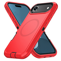 Sarung ponsel iPhone, untuk iPhone 17 Air 3 dalam 1 tahan guncangan dengan pengisian nirkabel gaya modis merah