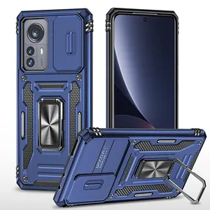 अंगूठी धारक Kickstand कॉम्बो Shockproof लेंस सुरक्षात्मक स्लाइडर दरवाजा मोबाइल फोन कवर वापस मामले के लिए Xiaomi एम आई 12 प्रो 11 टी