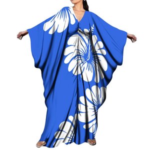 Diseño marino Concha Estrella de mar Impresión Estilo DE LA <span class=keywords><strong>ISLA</strong></span> Manga de mariposa Maxi Kaftan Vestido de vacaciones largo personalizado Vestido de ala de Chal - Product Image 4
