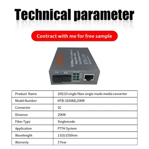 FTTH Glasfaser-Medien-Converter mit 10/100M 25KM A/B-Converter HTB3100 Glasfaser-Transceiver