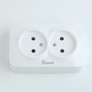 Prise murale double EU à 2 broches, 10A 220V, double prise de courant standard européenne à montage apparent - Product Image 1