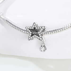 DIY white brass star-shaped tassel <b>beaded</b> <b>bracelet</b> with unique design, featuring inlaid stones, for women - Product Image 2