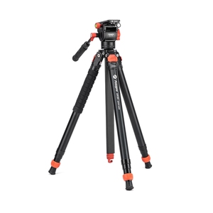 Trípode de amortiguación suave profesional para cámara, Base de nivelación rápida, trípode de cámara, cabezal fluido de disparo <span class=keywords><strong>Vertical</strong></span>, trípode portátil - Product Image 1