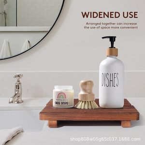 Wooden <b>Bathroom</b> <b>Storage</b> Rack Rectangular Solid Wood <b>Countertop</b> Soap Holder Durable Freestanding Ornament Stand - Product Image 3