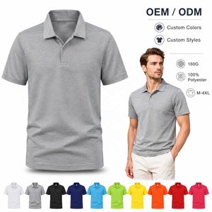 Camiseta de Golf Personalizada al por Mayor para Hombre, 160G, 100% Poliéster, Tejido Sólido, Transpirable, de Secado Rápido, Manga Corta, Tallas Grandes - Product Image 1