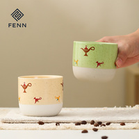 Tasse à café en céramique FENN personnalisée avec logo, 230 ml, finition mate, sans anse, en argile, pour la maison, l'hôtel, cadeau promotionnel