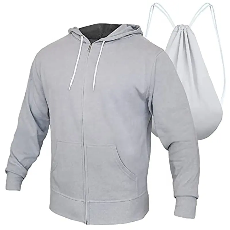 Artı boyutu 2-In-1 geri dönüşümlü sırt çantası Hoodie polar ceket düz renk Streetwear kazak tam Zip Up Unisex hoodie sırt çantası
