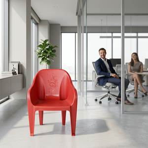 Red Plastic Durable Box <b>Chair</b> with armrest for Indoor and Outdoor Use #boxchairs - Product Image 5