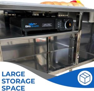 Plaque de cuisson |   Alimenté au propane/<span class=keywords><strong>butane</strong></span> |   Portatif à 4 roues |   36x24x36 pouces |   Chariot à hot-dogs en acier inoxydable pour l'extérieur, 20 pouces - Product Image 5