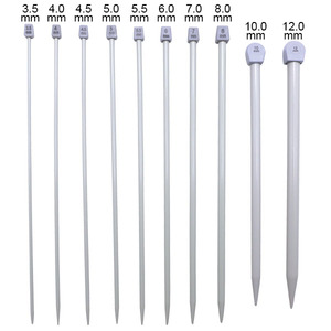 2 chiếc 75320 Bộ kim đan móc nhôm đơn sắc một đầu 10 kích cỡ khác nhau Kim thẳng kiểu dáng đơn giản - Product Image 1