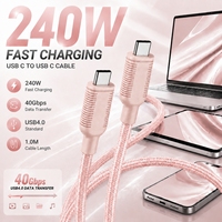 Câble USB C vers USB C 1M, charge rapide 240W, transfert de données 40 Gbps, nylon tressé, embout métallique, type C