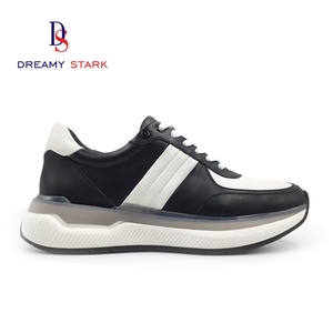 Fashion High-quality Cow Genuine <b>Leather</b> Two Tone Color Custom Logo Handmade Men's <b>Sneaker</b> Breathable Walking Autumn Comfort - Product Image 3