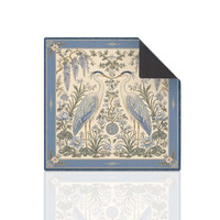 Tapis de jeu de mahjong carré en caoutchouc de qualité supérieure, imprimé héron bleu et glycine blanche, écologique et antidérapant, pour le divertissement familial