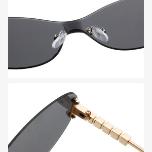 แว่นกันแดดชิ้นเดียวแบบเรียบง่ายเลนส์ใสรูปผีเสื้อเฉดสีหรูหราแว่นตาโลหะไร้ขอบสำหรับผู้หญิงดีไซน์เนอร์ตาแมวไร้ขอบ - Product Image 3