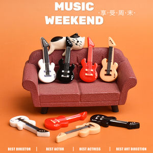 Mini Guitarra Eléctrica de Resina, Cabujón Plano para Manualidades, Accesorios Hechos a Mano, Dijes de Resina para Joyería - Product Image 3