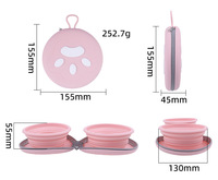 Nouveau bol double pliable en silicone de haute qualité pour animaux de compagnie bol d'alimentation et d'eau portable fournitures pour animaux de compagnie avec boucle de suspension à fermeture éclair