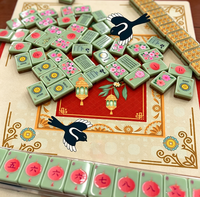 Set Ubin Mahjong Amerika 160 Buah, Akrilik 2 Lapis, Desain Lentera Bambu Panda, Terukir, Hadiah untuk Keluarga, Pabrik OEM/ODM Kustom