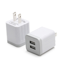 Charger Dinding Mini Dual USB 10W Grosir 5V2A 2.1A Adaptor Daya Cepat Colokan US Kubus USB untuk Ponsel Android