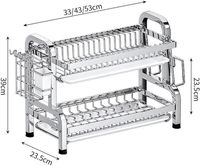 Égouttoir à vaisselle à 3 niveaux en acier inoxydable, organisateur de cuisine avec planche à découper et support à couteaux, argent poli